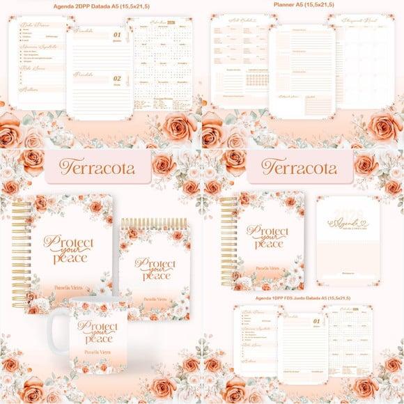 Combo Agenda e Planner Terracota 2026 Arquivo Digital