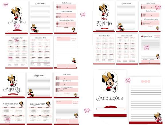 Combo Agenda Não Datada Minnie Luxo Arquivo Digital