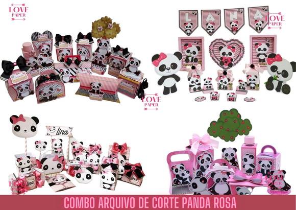 Combo Arquivo de Corte Panda Rosa - 8 Modelos