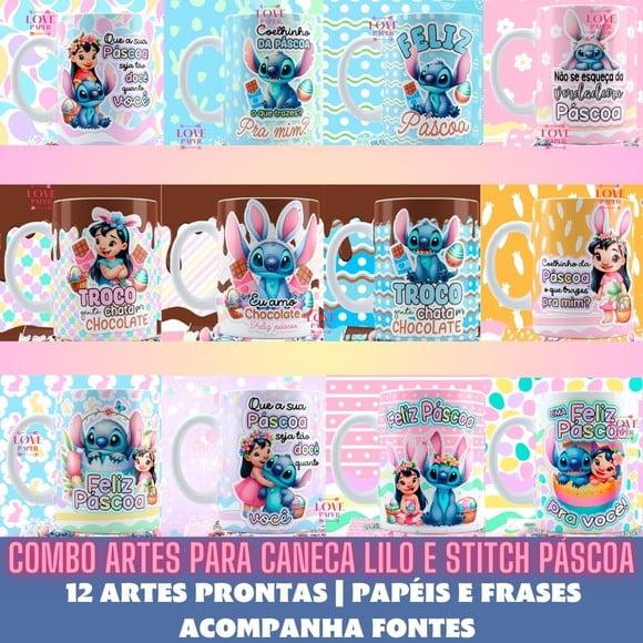 Combo Arte para Caneca Lilo e Stitch Páscoa