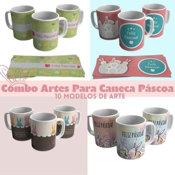 Combo Artes para Canecas Páscoa - Arquivo Digital