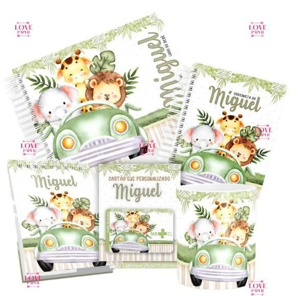 Combo Caderneta Bloquinho e Livro Safari Aquarela Menino