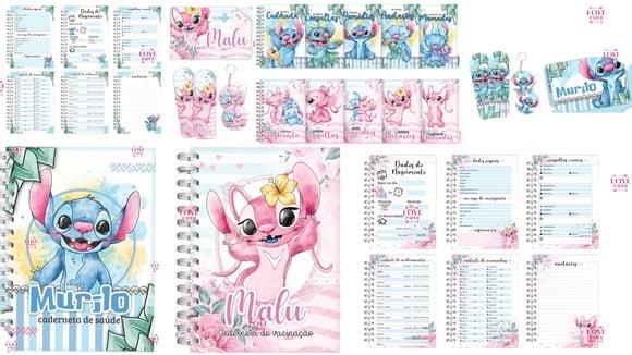 Combo Caderneta e Cartão do Sus Stitch Menina e Menino