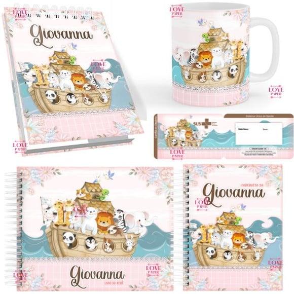 Combo Caderneta e Livro Arca de Noé Menina Arquivo Digital