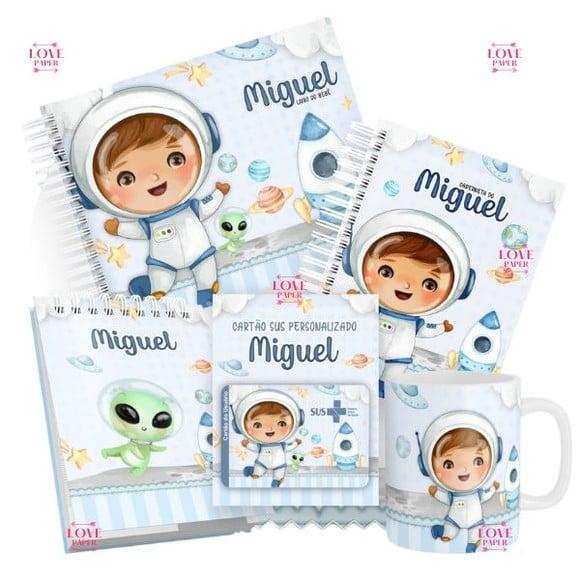 Combo Caderneta e Livro Astronauta Aquarela Arquivo Digital