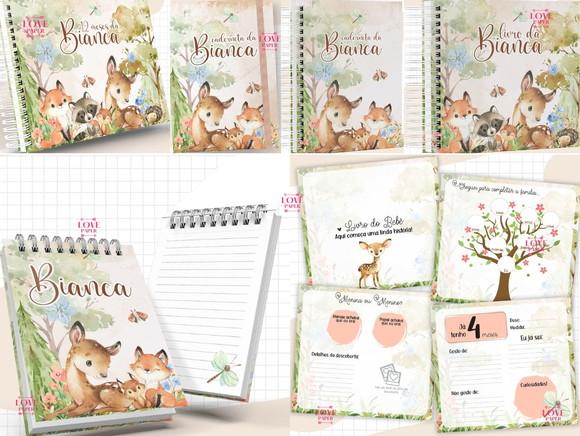 Combo Caderneta e Livro Bosque Menina e Menino 2