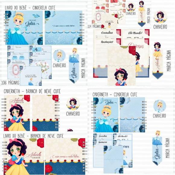 Combo Caderneta e Livro Cinderela e Branca de Neve