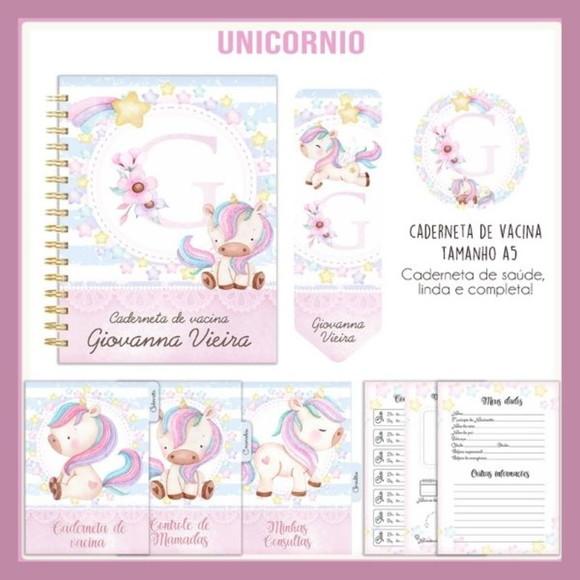 Combo Caderneta e Livro do Bebê Unicórnio - Arquivo Digital