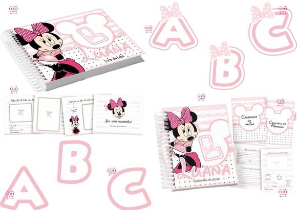Combo Caderneta e Livro do Bebê Minnie Rosa Arquivo Digital