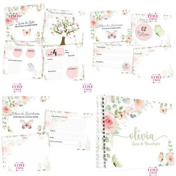 Combo Caderneta e Livro Floral Arquivo Digital