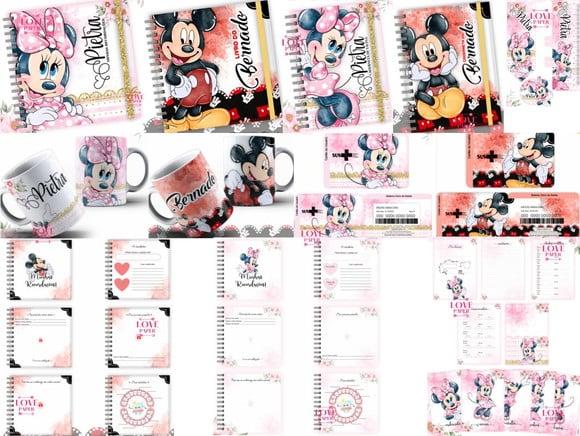Combo Caderneta e Livro Minnie e Mickey Arquivo Digital