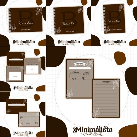 Combo Caderneta e Livro Minimalista Marrom Arquivo Digital