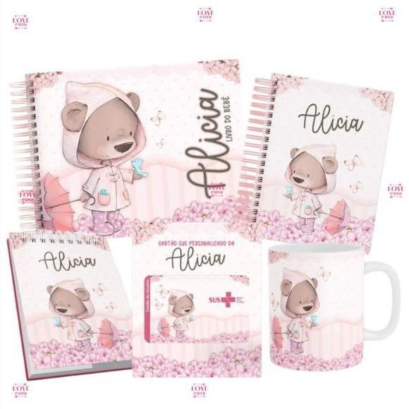 Combo Caderneta e Livro Ursinha Chuva de Amor Arquivo