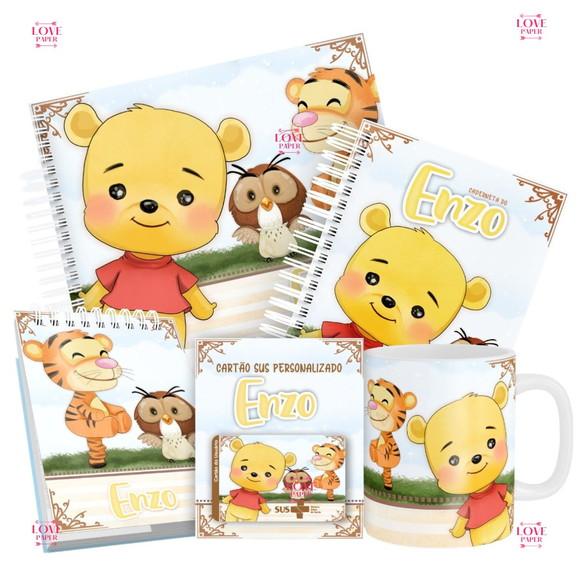 Combo Caderneta e Livro Ursinho Pooh Menino Arquivo Digital