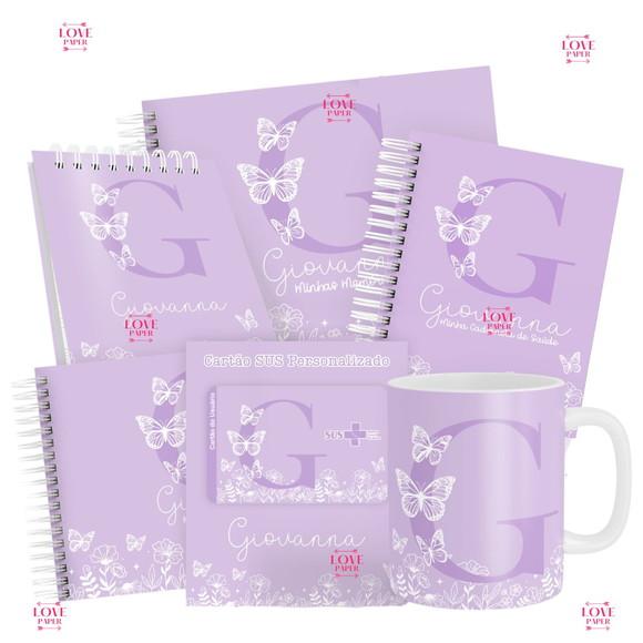 Combo Caderneta e Livros Alfabeto Clean Roxo Arquivo Digital