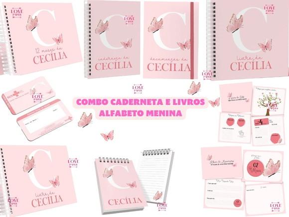 Combo Caderneta e Livros Alfabeto Menina Arquivo Digital