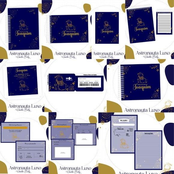 Combo Caderneta e Livros Astronauta Menino Luxo Arquivo