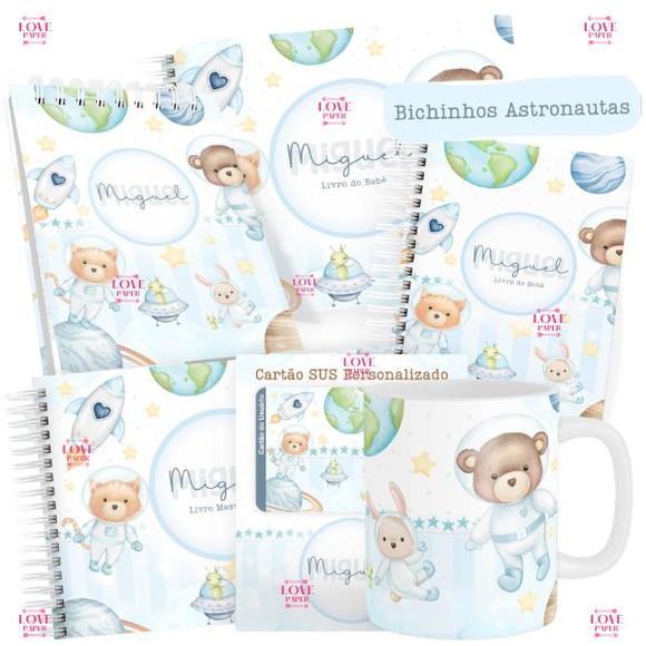 Combo Caderneta e Livros Bichinhos Astronautas Arquivo