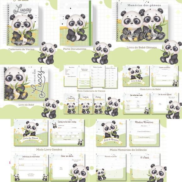 Combo Caderneta e Livros Panda Menino Arquivo Digital