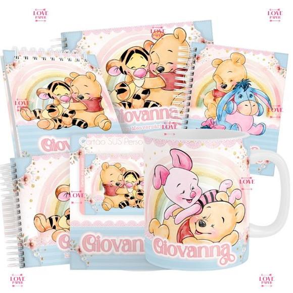 Combo Caderneta e Livros Ursinho Pooh Arquivo Digital