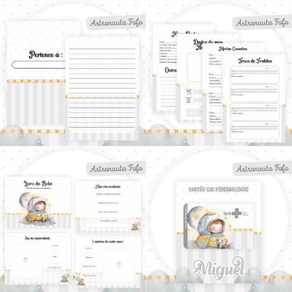 Combo Caderneta Livro Astronauta Fofo Arquivo Digital