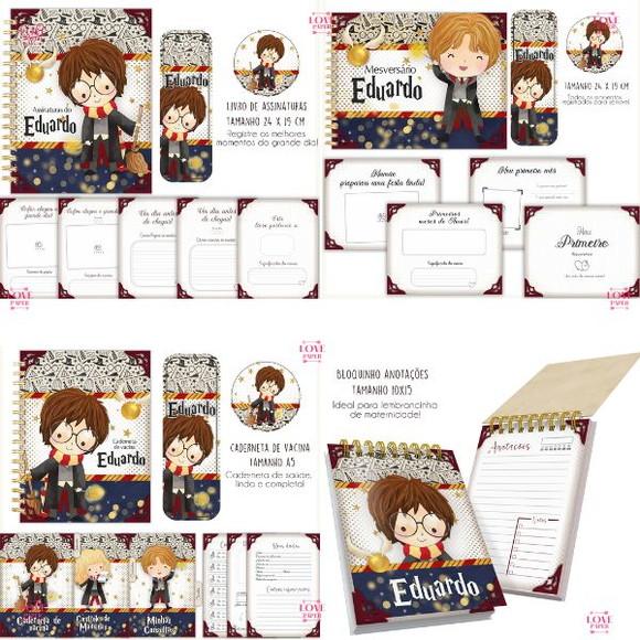Combo Caderneta Livros Bloquinho Harry Potter