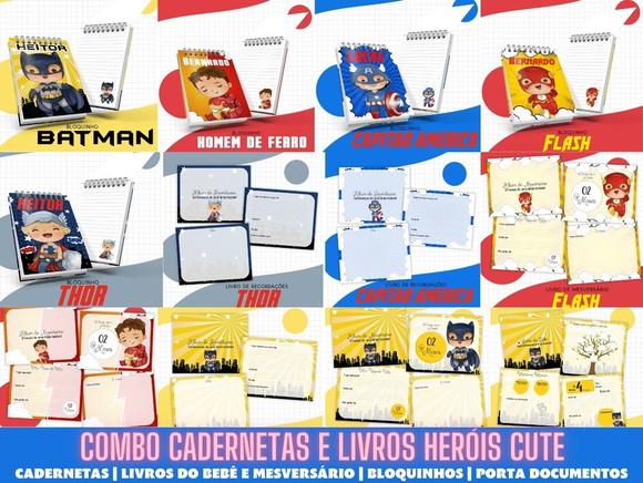 Combo Cadernetas e Livros do Bb Heróis Cute Arquivo Digital