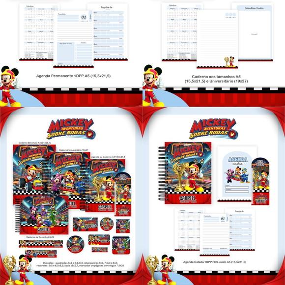 Combo Escolar Mickey Sobre Rodas 2026 Arquivo Digital