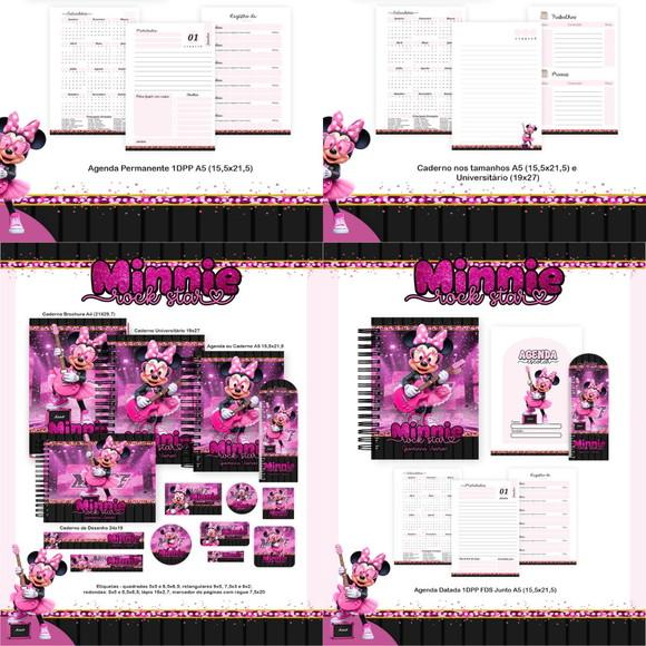 Combo Escolar Minnie Rock Star 2026 Arquivo Digital