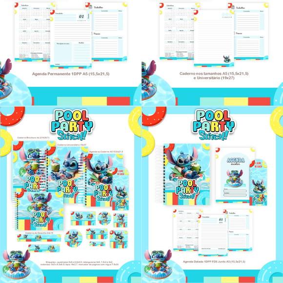 Combo Escolar Stitch Pool Party 2026 Arquivo Digital