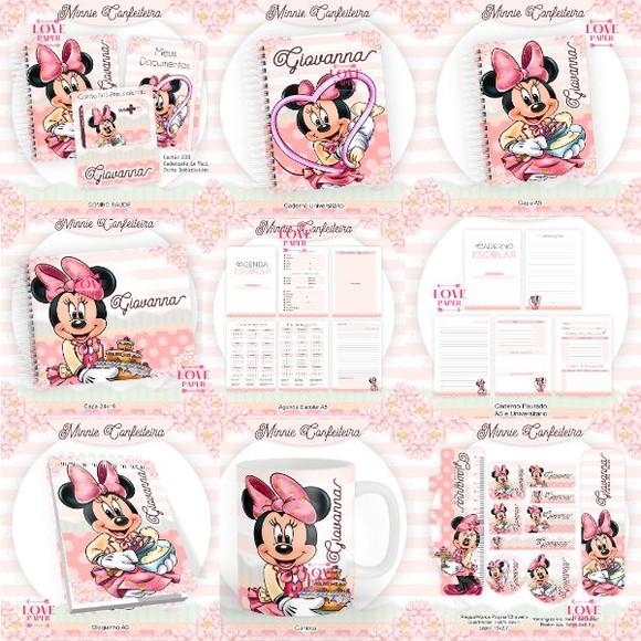 Combo Escolar+combo Saúde Minnie Confeiteira Arquivo Digital