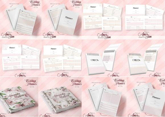 Combo Planner da Noiva Rosa e Dourado Arquivo Digital