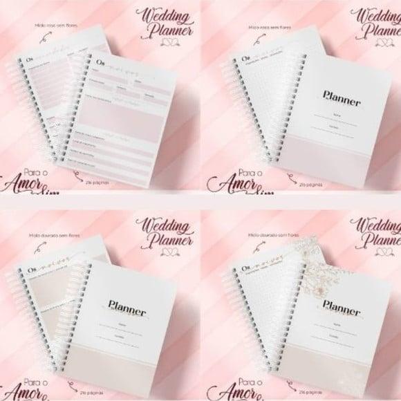 Combo Planner da Noiva Rosa e Dourado Arquivo Digital