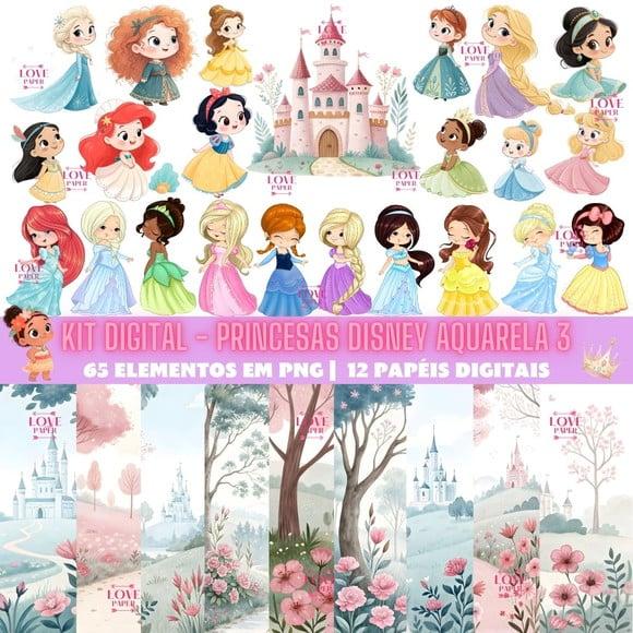 Kit Digital - Princesas Disney Aquarela 3