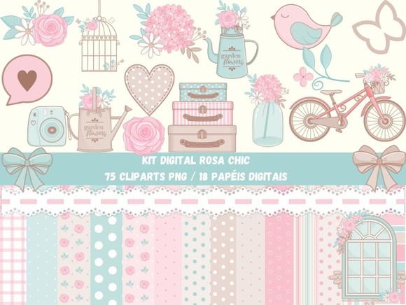 Kit Digital - Rosa Chic