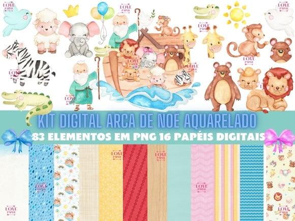 Kit Digital Arca de Noé Aquarelado