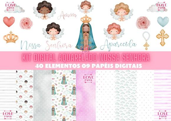Kit Digital Aquarelado Nossa Senhora