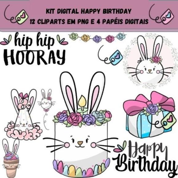 Kit Digital Birthday - Coelhinho