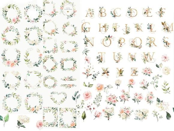 Kit Digital Floral com Alfabeto