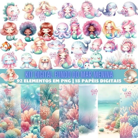 Kit Digital Fundo do Mar Menina