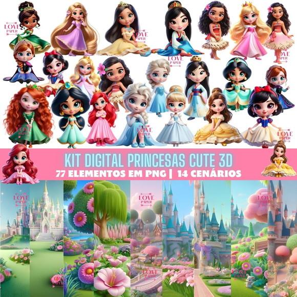 Kit Digital Princesas Cute 3d