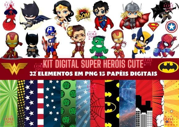 Kit Digital Super Heróis Cute
