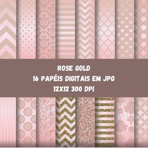 Kit Papéis Digitais Rose Gold
