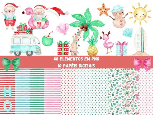 Natal Tropical Aquarela - Kit Digital