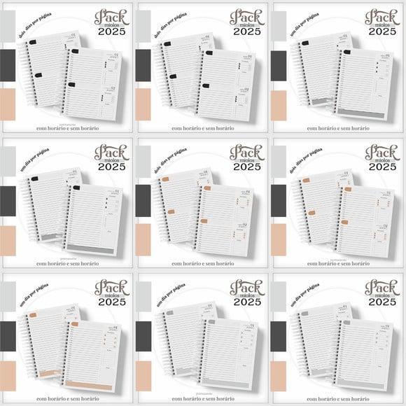 Pack Miolo Agenda Masculina 2025 Arquivo Digital