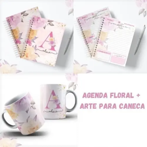 Agenda Alfabeto Floral Rosa Permanente - Arquivo Digital