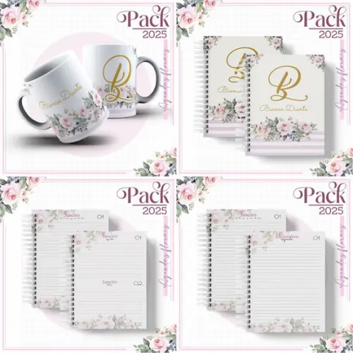 Agenda Floral Alfabeto Minimalista 2025 Arquivo Digital