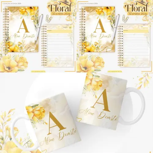 Agenda Floral Amarelo 2026 Arquivo Digital