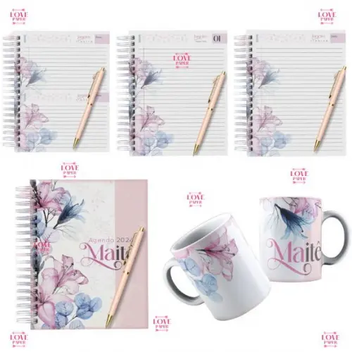 Agenda Floral Clean 2024 e Permanente Arquivo Digital
