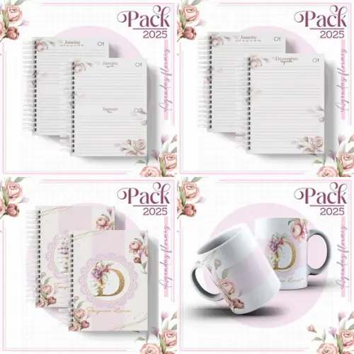 Agenda Floral Rosê Alfabeto 2025 Arquivo Digital